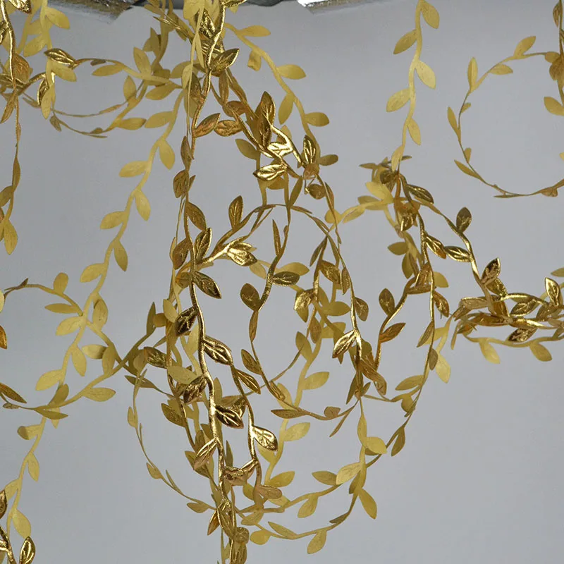 10Meter Gold blätter Rebe künstliche Seide Blatt handgemachte Scrap booking Handwerk Kranz Hochzeits feier Dekor gefälschte Blume Rattan Girlande – Detail 7