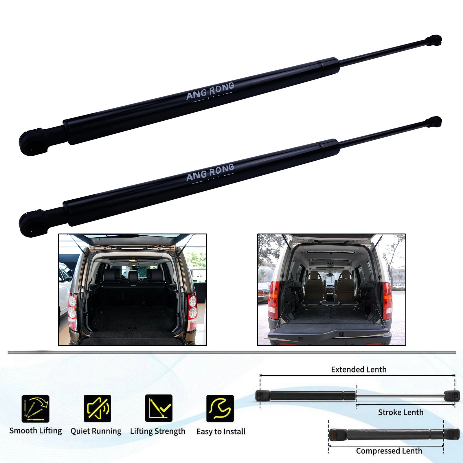 2 x Gasdruck-Heckklappen-Gasdruckfedern unterstützen passend für Land Rover Discovery 3 4 2004–13 – Detail 1