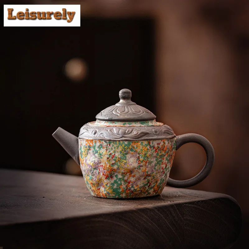 200ml Ancient Lotus Handheld Teapot Boutique Tea Infuser Pot Tea Brewing Kettle With Ball Hole Chinese Tea Set Decoration Craft