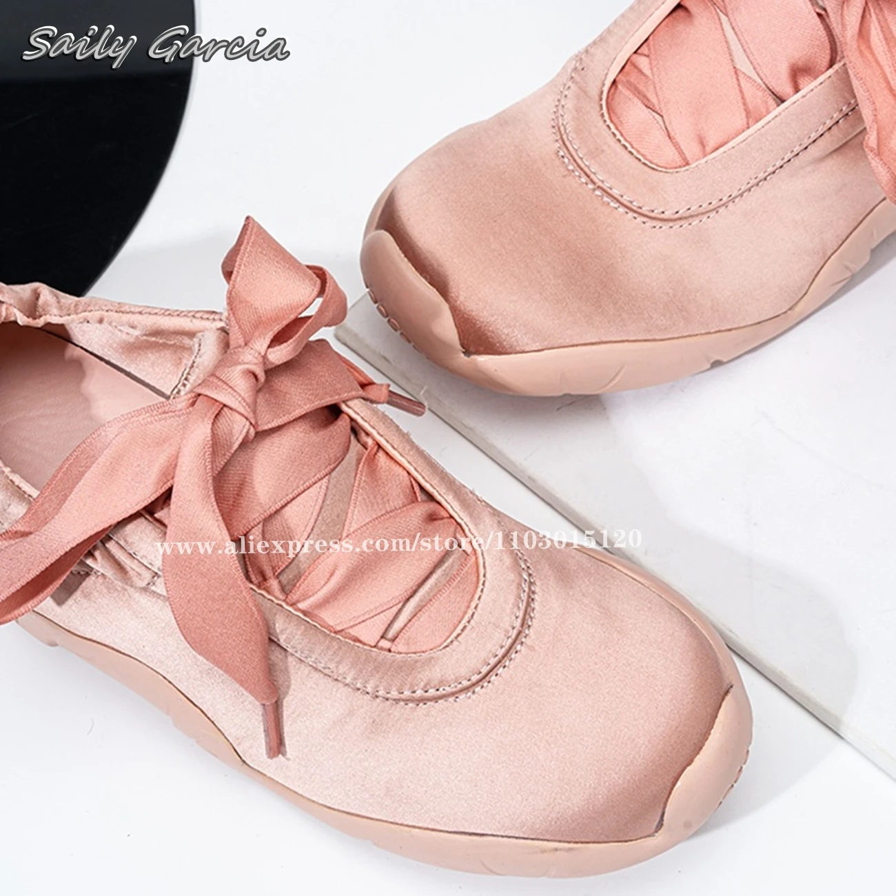 Solid Silk Elastic Heel Lace Up Ballet Flats 2024 New Fashion All-Match Casual Shoes Round Toe Anti-slip Daily Women Shoes