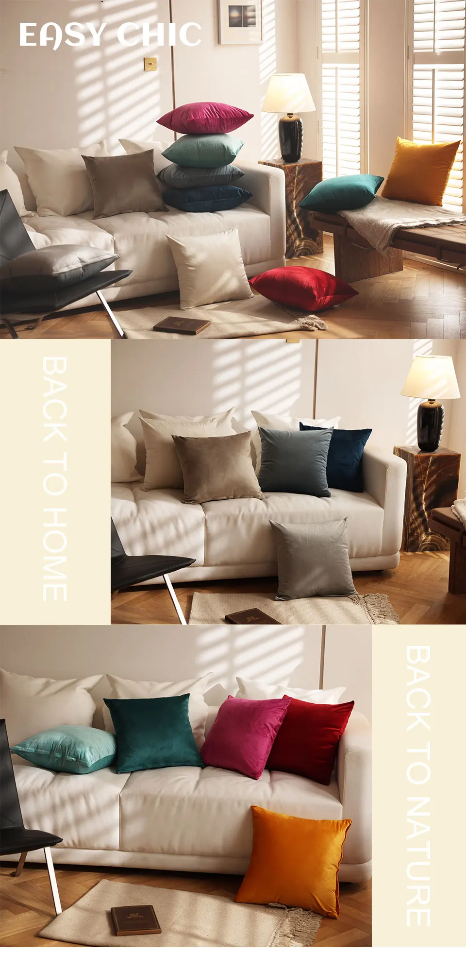 Description Picture 2 of itemMACT Velvet Pillow Cover Soft Cushion Case For Sofa Living Room Solid Color Multi Size Pillowcase Decorative Square Throw Pillow