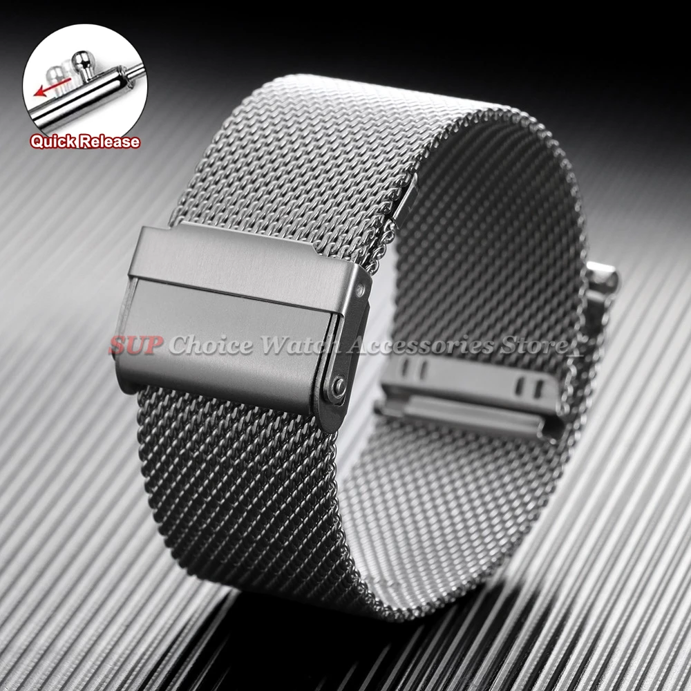 Elegant Milanese Mesh Steel Watch Band with Quick Release - Unisex Adjustable Strap (Various Sizes Available)