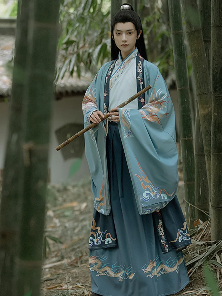 Chinese Style Traditional Hanfu Tang Dynasty Folk Dance Costumes Retro Fashion Swordsman Fusion Hanbok Cosplay Personality Man