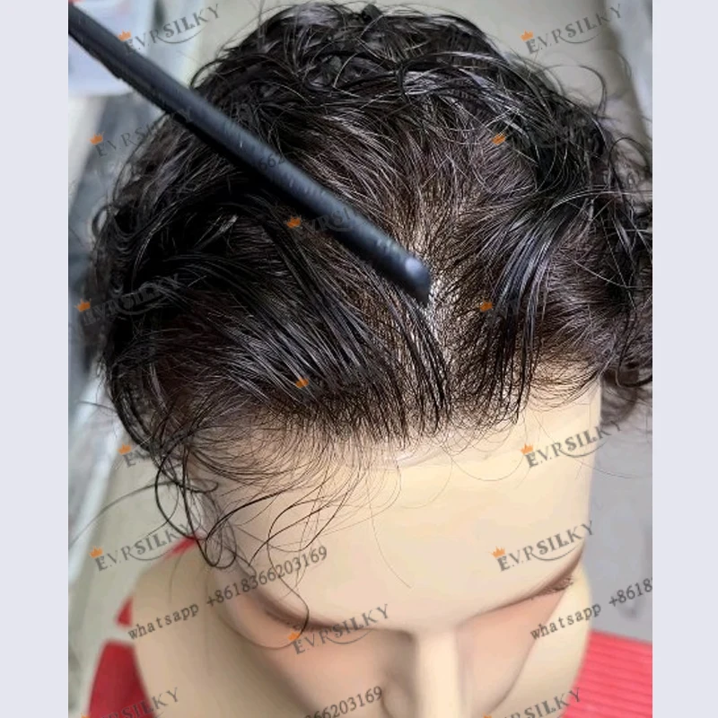 Human Hair Toupee Natural 90Density Capillary Prosthesis System Hairpieces Super Thin 0.02mm Skin Base Natural Hairline Men