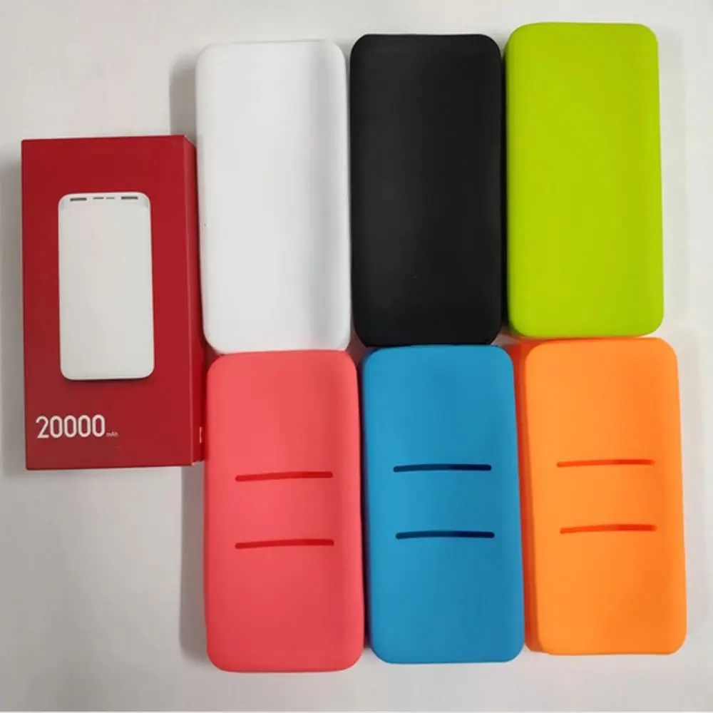 Power Bank Case Xiaomi Powerbank Case Silicone Protector Case Cover for Redmi 20000mah 10000mah Dual USB Port Skin Shell Sleeve Anti-slip Cover