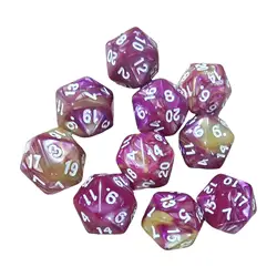 Double - Colored 20 - Sided D20 Dice Set for RPG Games and Math Teaching, Pack of 10 (Purple Red)