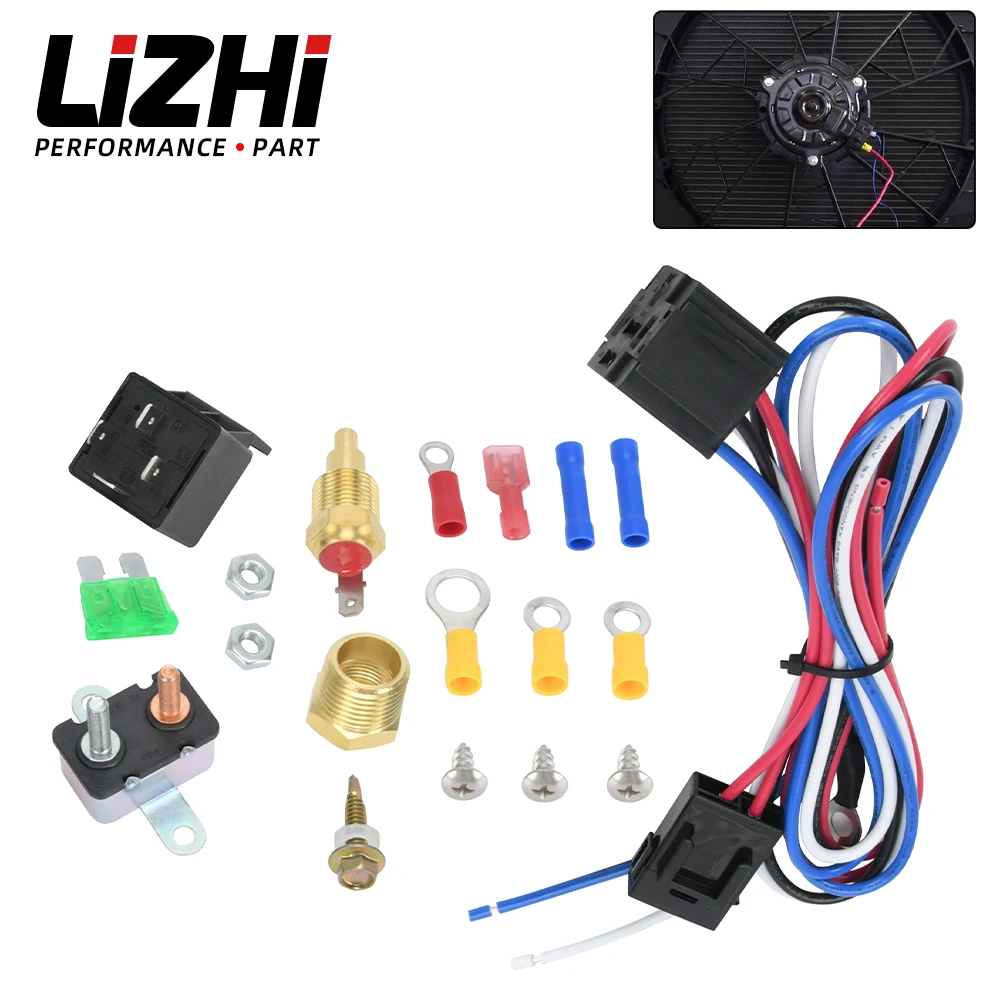 175-185 Degree Car Cooling Fan Thermostat Switch Car Fan Sensor Relay Harness Kit 12v Automotive Accessories digital thermatic switch
