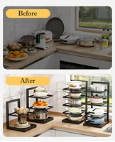 Organisateur de support de casseroles réglable, support de rangement de casseroles en acier inoxydable de cuisine, organisateur de casseroles et de poêles ménagers multicouches pour la cuisine 5