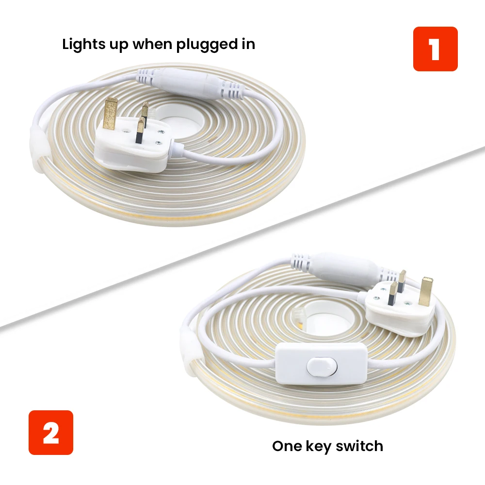 COB LED Streifen mit Schalter Power Stecker EU 220V UNS 110V COB