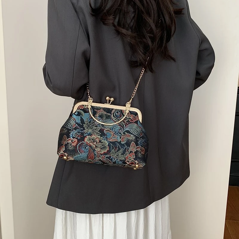 Silk Embroidery Patchwork Crossbody Bag - National Style Fashion Handbag