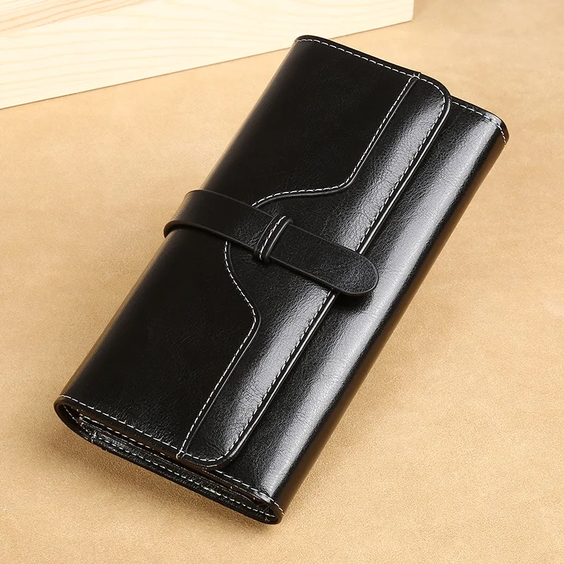 

Women Leather Wallets Long Female Cell Phone Clutch Trifold Multi Card Slots Money Purses Fashion RFID Credit Card Holder Wallet