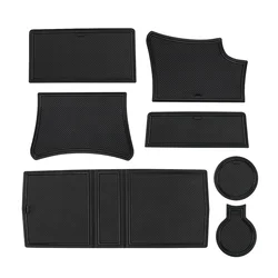 Premium Anti - Slip Car Door Slot Mats and Cup Holder Coasters Set (Black)