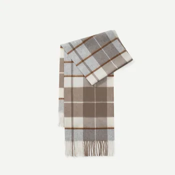 2024 New 100% Wool Scarf Winter Premium Plaid Shawl Versatile Simple Tassel Bib (30 Free Customized Embroidery Logo) - Image 6