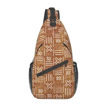 Bogolan Mudcloth African Pattern Sling Bag per uomini da viaggio Africa etnico Tribal Art Chest Crossbody zaino spalla Daypack