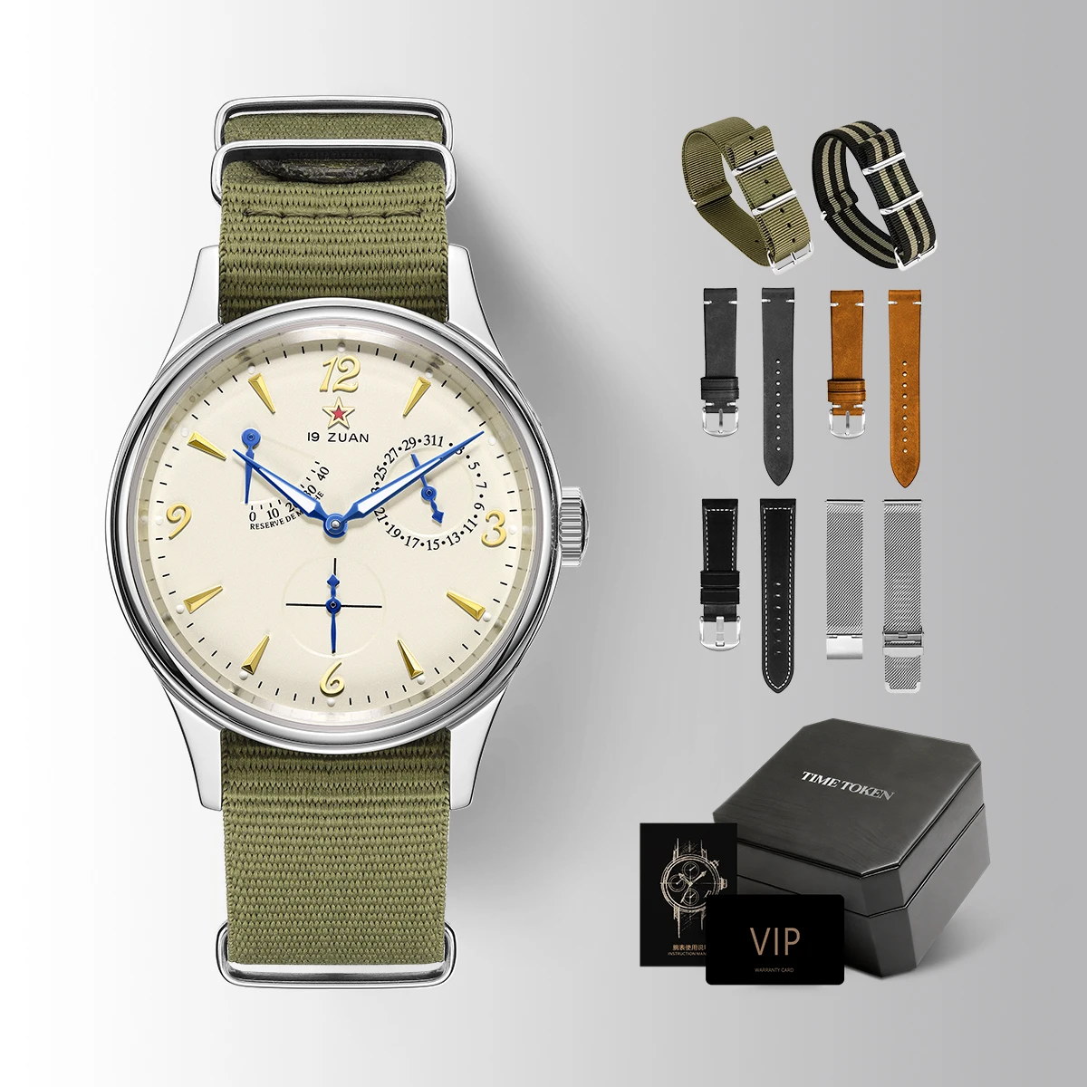 TIME TOKEN 1963 Men Watches 40mm Automatic Watch for Man 5Bar Waterproof Men's Mechanical Watches Calendar Luminous Reloj Hombre