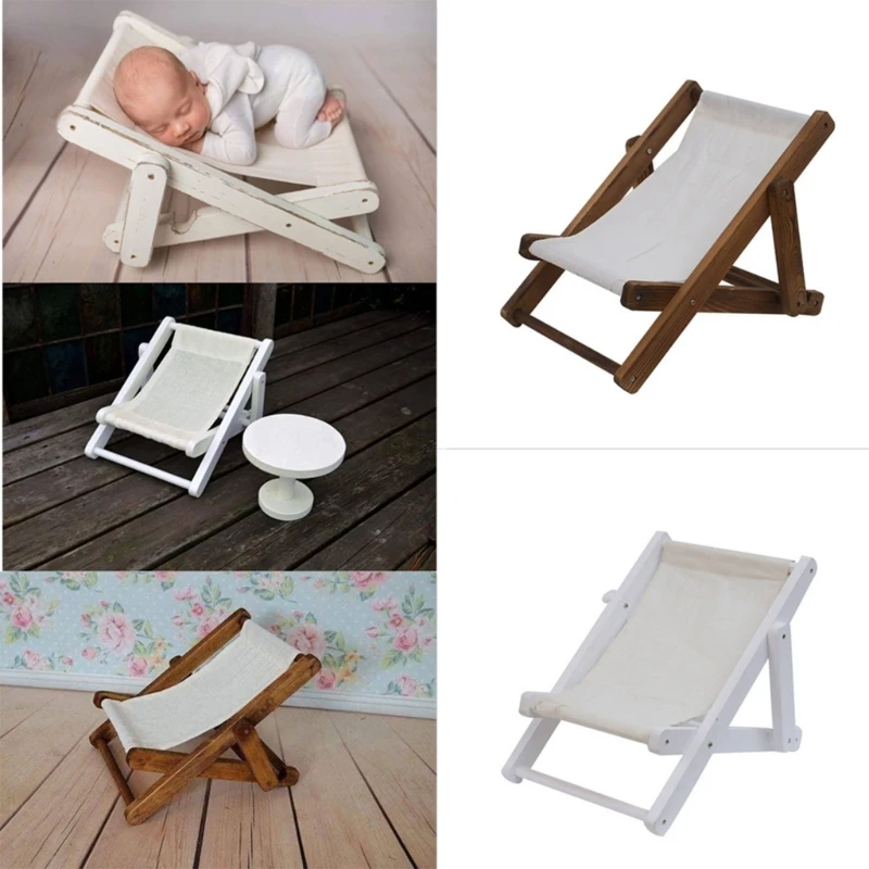 

Upgraded Newborn Baby Bed Photo Props Chair Wooden Folding Baby Photography Chair Retro Photography Props for Boys Girls