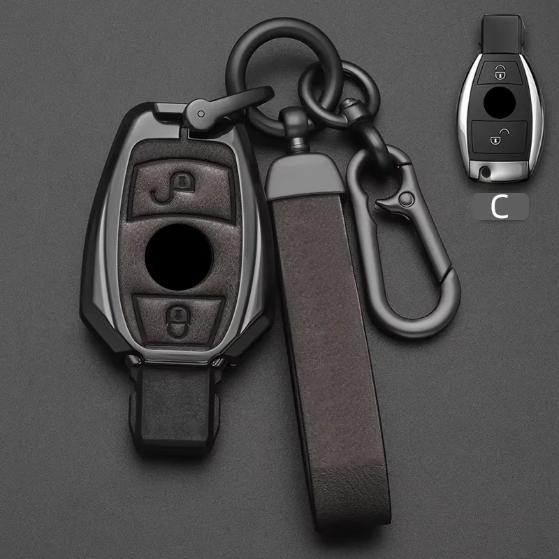 Key Case Car Key Shell Car Key Key Shell Alloy Style Car Key Case Cover Shell Fob For Mercedes Benz A B C E G Class C200 C300 E350 W205 E260L GLK A45 AMG BGA Accessories