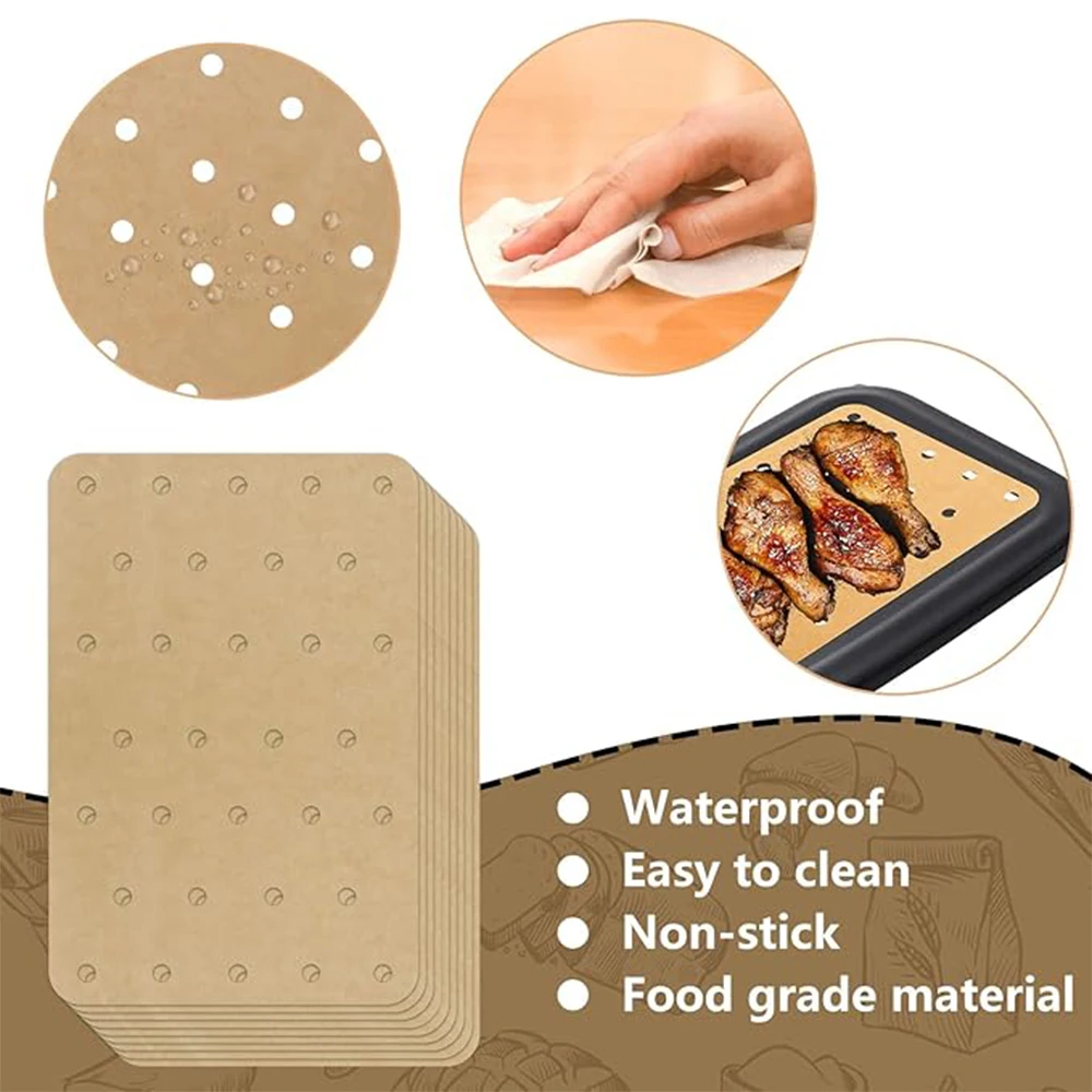 Description Picture 6 of itemAir Fryer Disposable Paper Non-Stick Oil-proof Paper Barbecue Oven Fryer Steamer Papers For Ninja Foodi Air Fryer Accessories