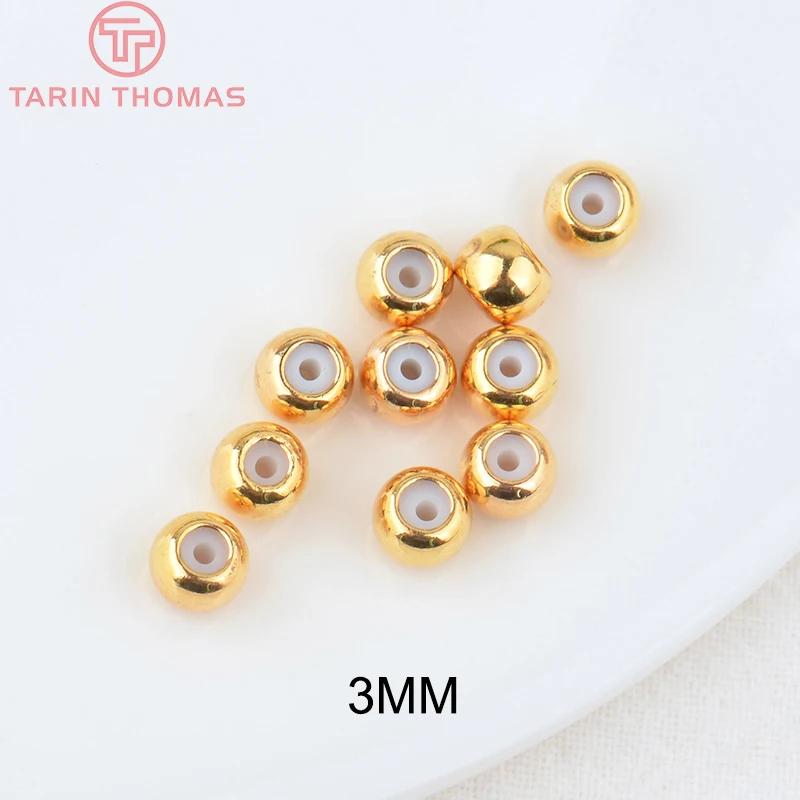 20PCS Gold-Plated Brass Beads with Rubber Accents