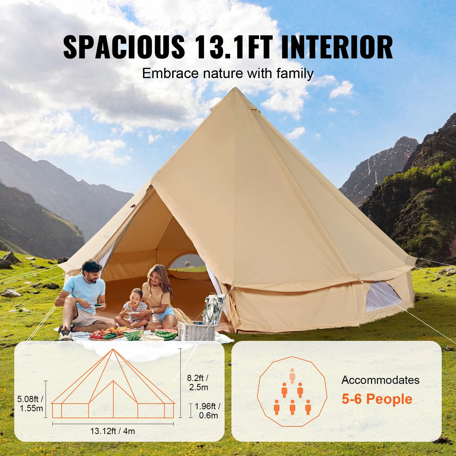 Breathable Cotton Canvas Bell Tent for Camping