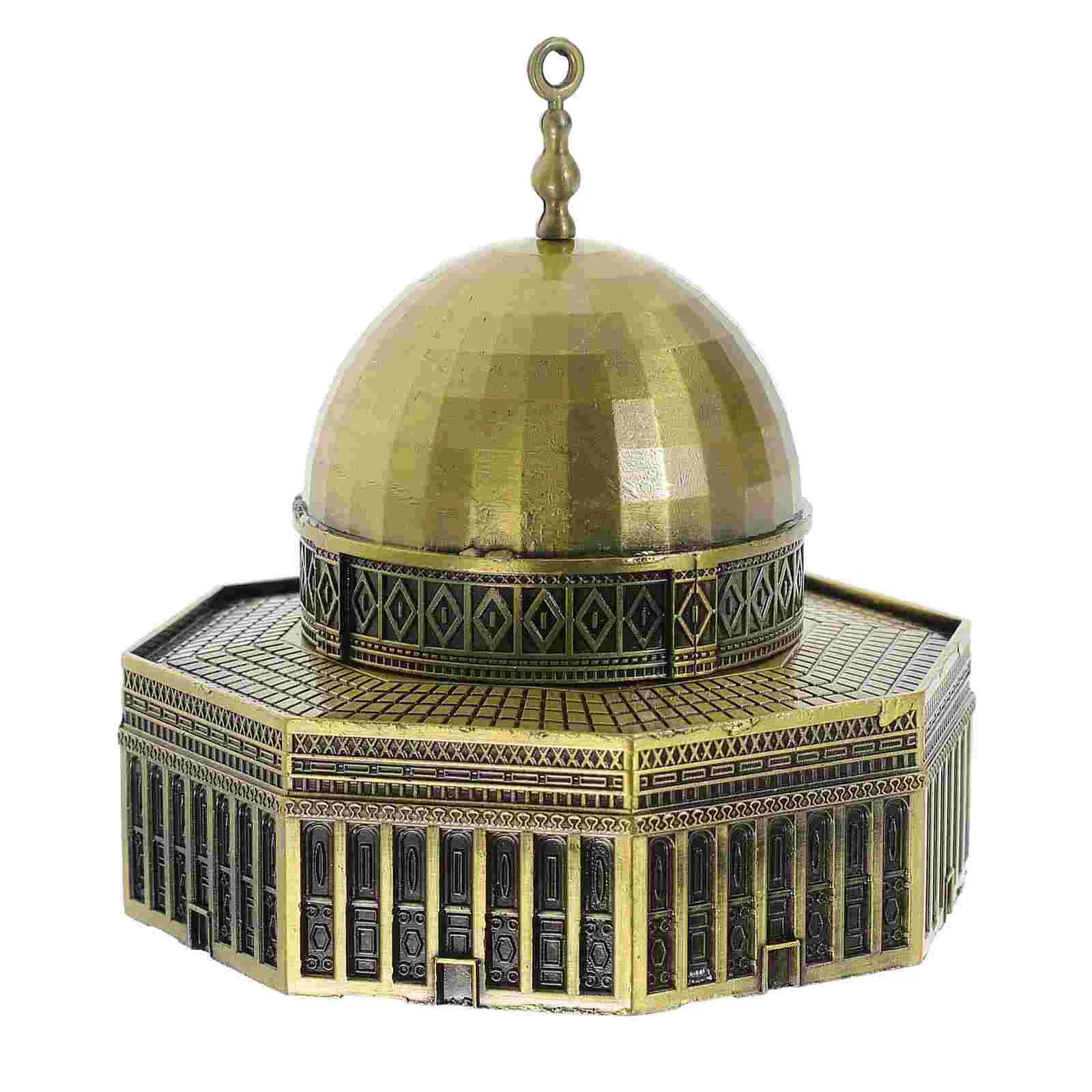 

Desktop Landmark Building Figurine The Rock Religious Statue Model Metal Dome of Alloy Decoration Islam