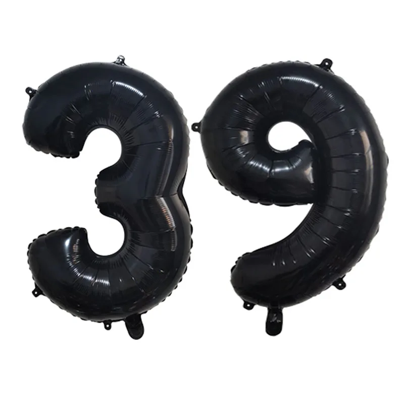 thumbnail image 1 of 2 globos de helio de 32 pulgadas, dorados, plateados, negros, azules y rosas, con números 34, 35, 36, 37, 38, 39 y 40, suministros de decoración para fiestas de feliz cumpleaños, 1 of 5