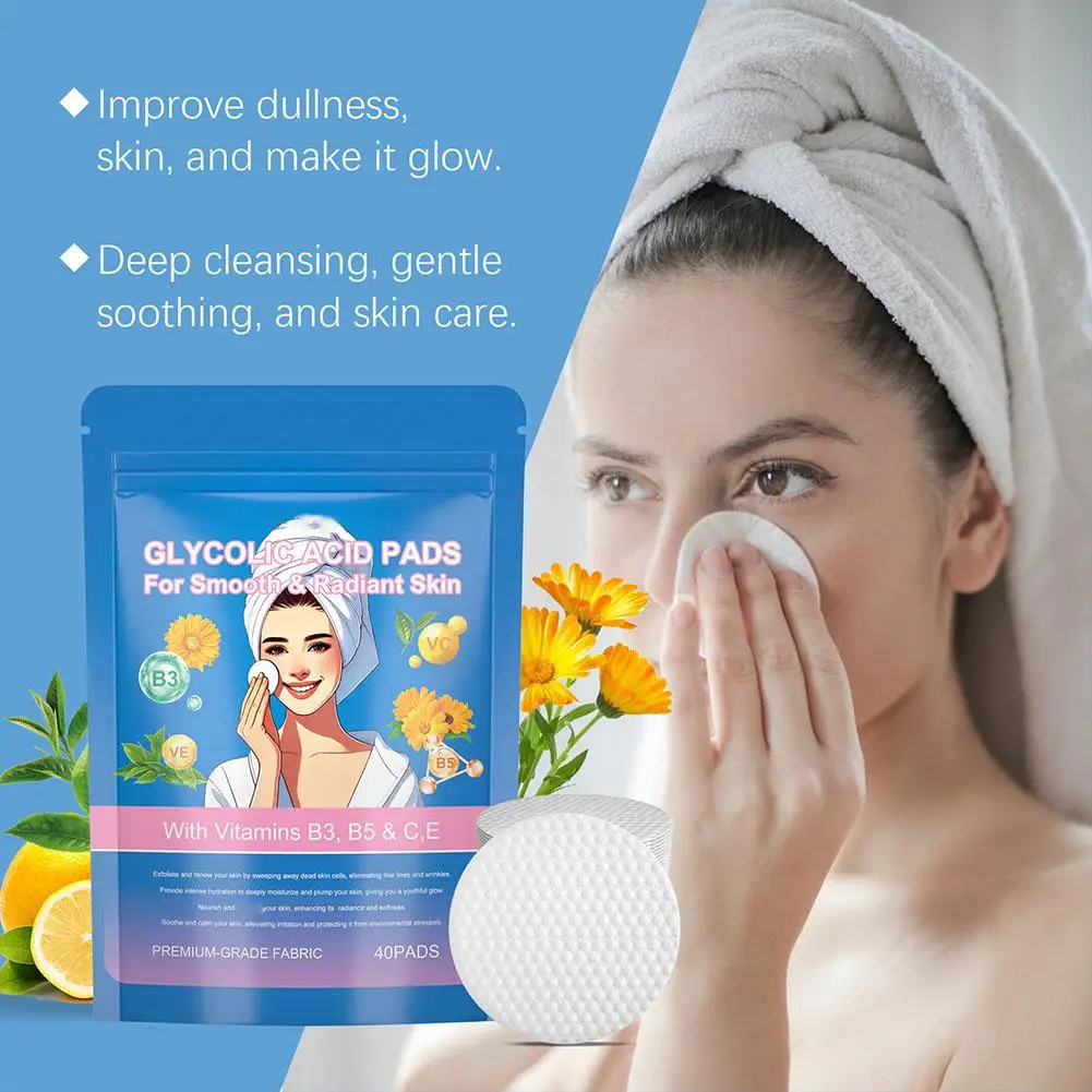40pcs Turmeric Kojic Acid Cleansing Pads Exfoliating Pads Facial Sponges For Cleansing Exfoliating Daily Skin Care Facial Cleanser Cleansing Pad