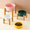 Multi-sized Big Dogs Bowl Ceramic Elevated Pet Food Water Feeders Small Medium Large Dog Feeding Supplies with Wooden Stand 6