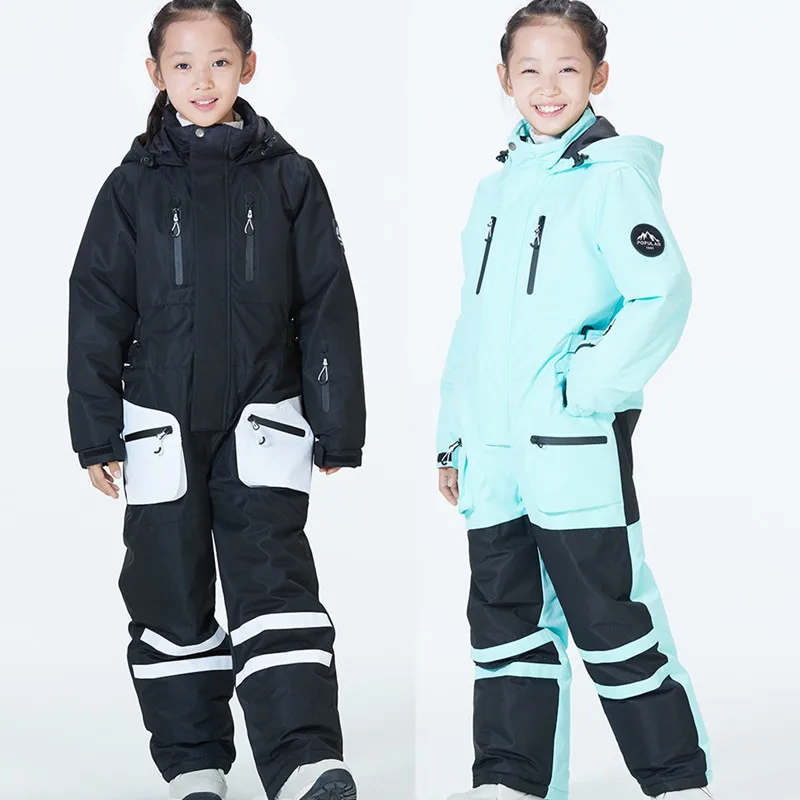 

Boys Girls Ski Suit Winter Outdoor Children's Skiing Jacket And Snowboard Pants Waterproof Kids Snowsuit Jumpsuit One-Pieces
