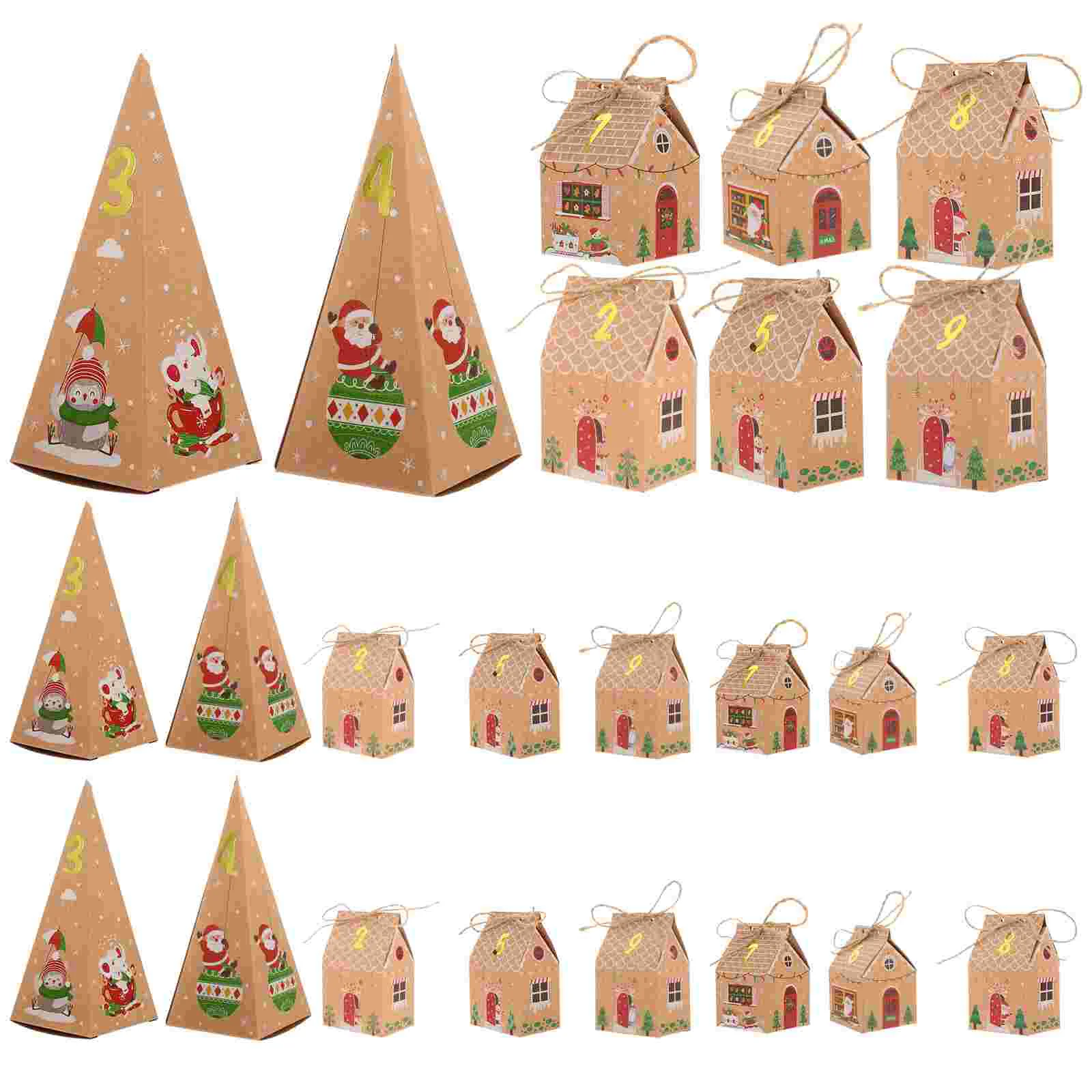 

Christmas Advent Calendar Boxes 24 Days Kraft Paper Countdown Gift Boxes Xmas Party Supplies Tree Decorations