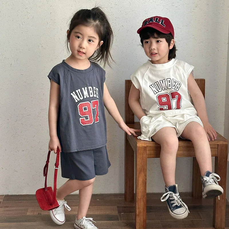 Cotton Summer Sports Set for Kids Boys Girls