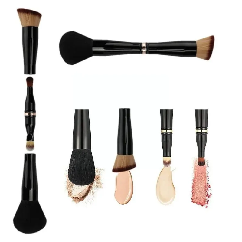 3 Colors 4 in 1 Makeup Brush  Concealer Makeup Brush for Foundation Blusher Eye Shadow Double Ended Travel Makeup Brushes