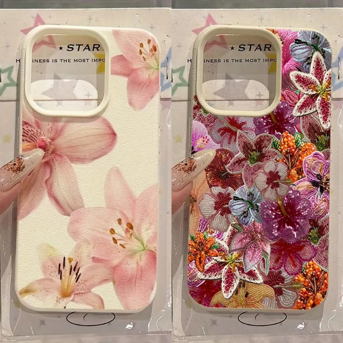 Luxurious White Lace Floral Lily Lychee Texture Case