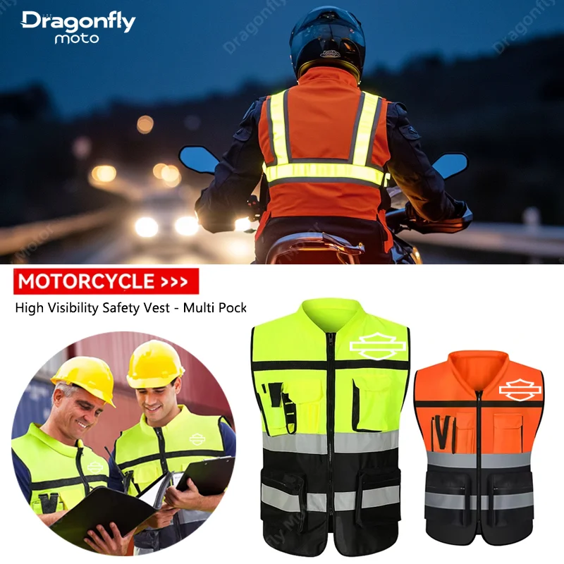 Harley Motorcycle Multi Pocket Safety Vest Night Visibility Gear For Harley-Davidson PAN AMERICA 1250 S PA1250 Sportster