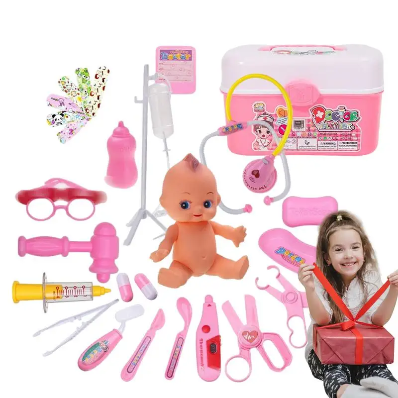 

Kids Doctor Kit 22Pcs Doctor Role Play Toys Dress Up Toy With Toy Stethoscope And Storage Box Christmas Birthday Gift For Kids