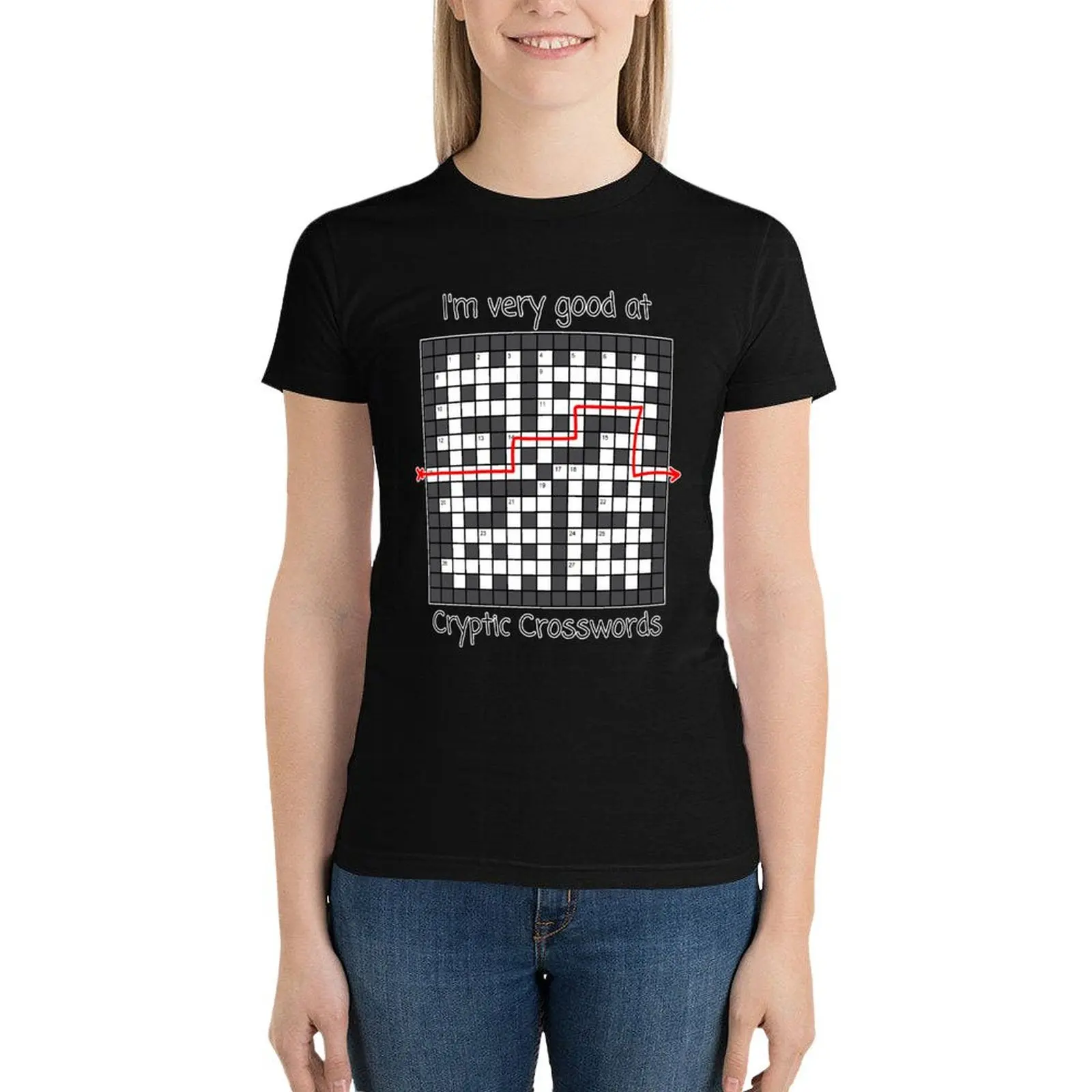 Cryptic Crosswords T-Shirt plus size tops tees korean fashion t-shirt dress for Women plus size sexy