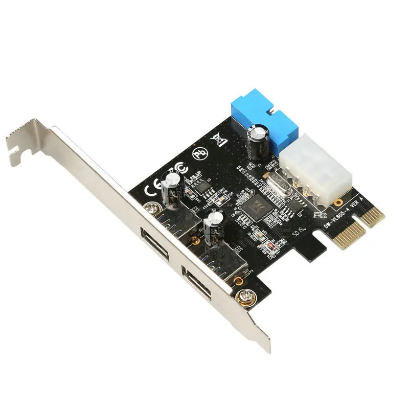 

Desktop PCIE to USB3.0 expansion card adapter with large 4PIN SATA power supply VL805