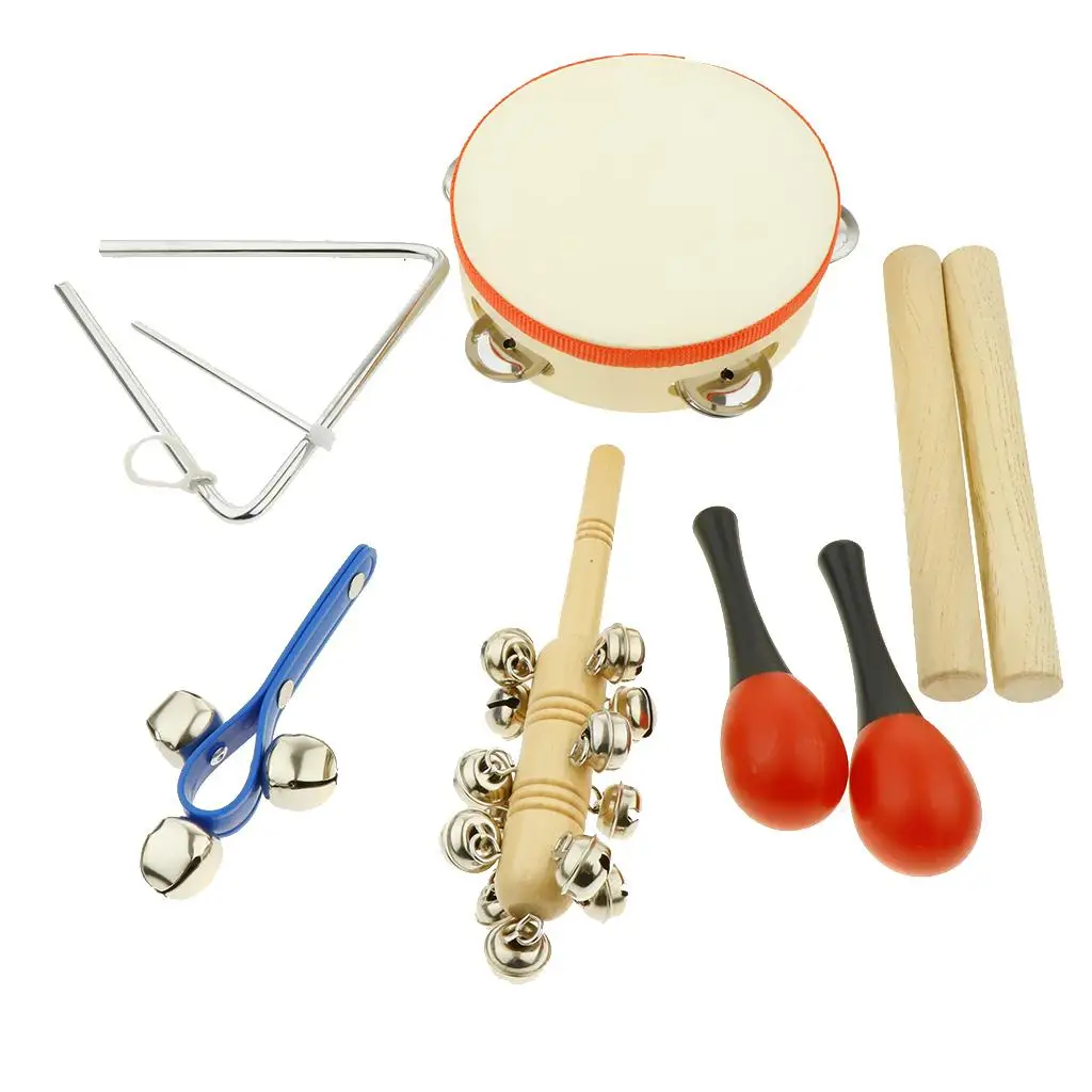 Set di strumenti musicali per bambini, giocattoli musicali per bambini  Percussioni Tamburo legno tamburello, Rainmaker, Maracas per ragazze Regali  Educazione prescolare Apprendimento con