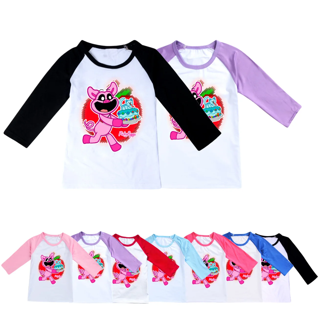 

Autumn Toddler Fashion Unisex Smiling Critters T-shirt Children Boys Three Quarter Sleeve Top Baby Girls Tees For Kids Clothes