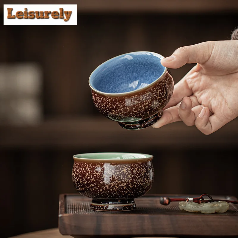 150ML Kiln Change Haricot Red Glaze Teacup Zen Tea Bowl Jug Tea-tasting Personal Cup Jianzhan Master Cups Chinese Tea Set gifs
