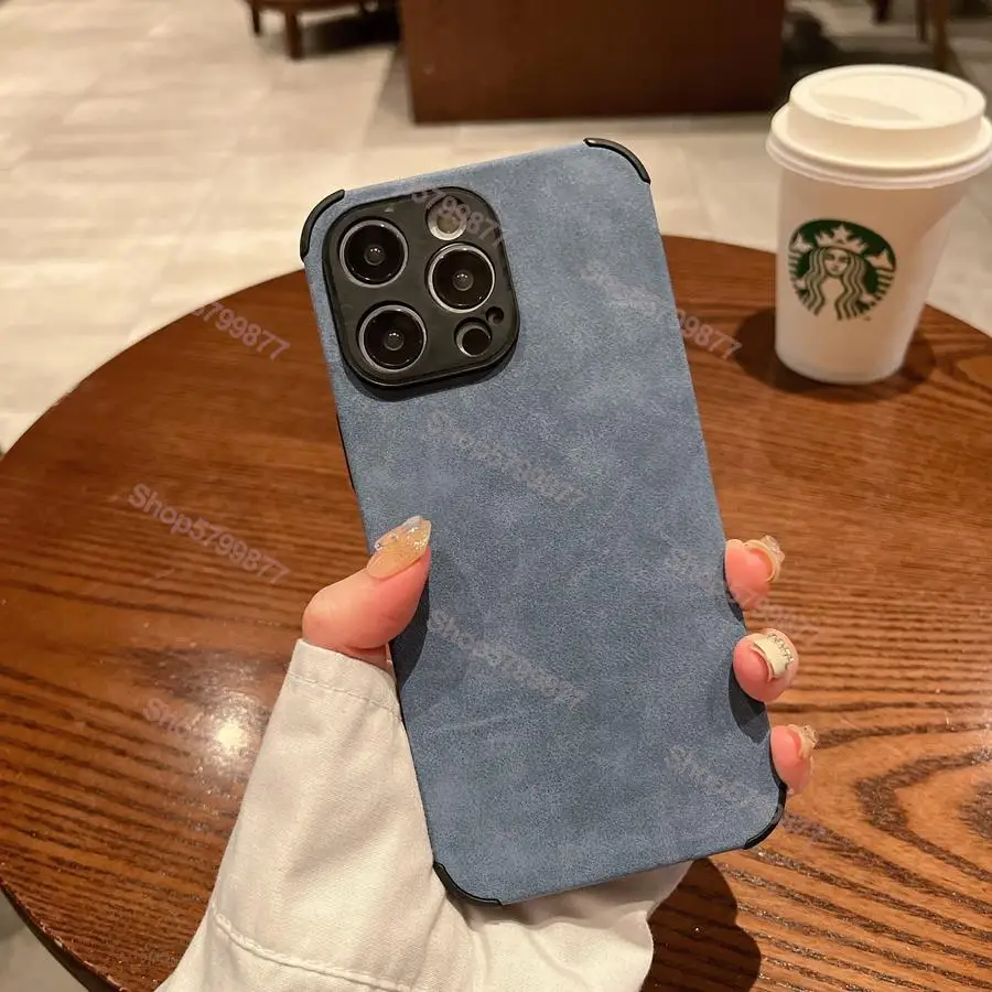 thumbnail image 1 of Luxury Matte Soft Leather Case For iPhone 15 14 Plus 13 12 Mini 11 Pro Max Shockproof Silicone Shell X XR 7 8Plus SE Back Cover, 1 of 5