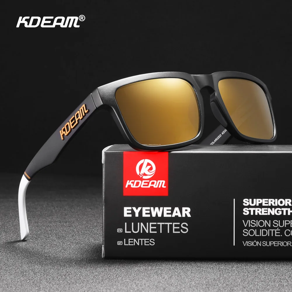 KDEAM Unisex Polarized Mirrored Sunglasses – Stylish Color Blocking Square Shades with Protective Case