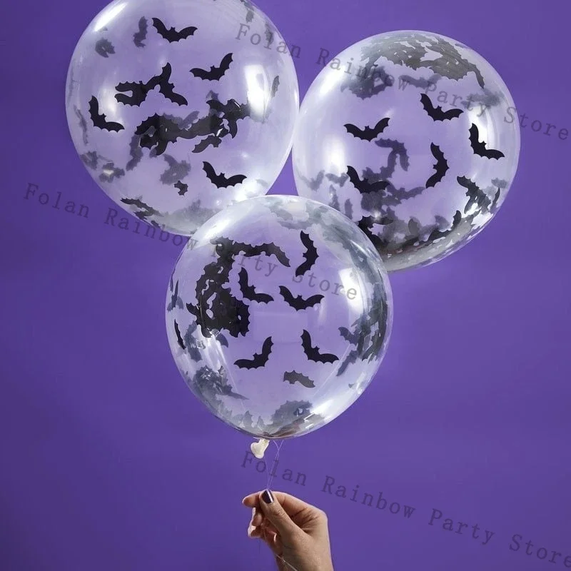 10 stücke 12 zoll Halloween Fledermaus Konfetti Luft Ballons Pailletten Fledermaus Ballon Für Halloween Dekorationen Festival Geburtstag Party Supplies