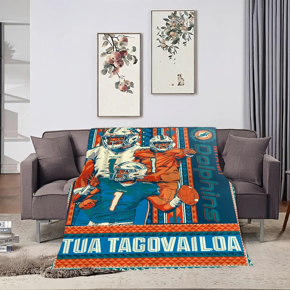 Fashion design M-Miami D-Dolphins comfort warm soft plush blanket for sofa living room office bedroom travel Flannel gift 3