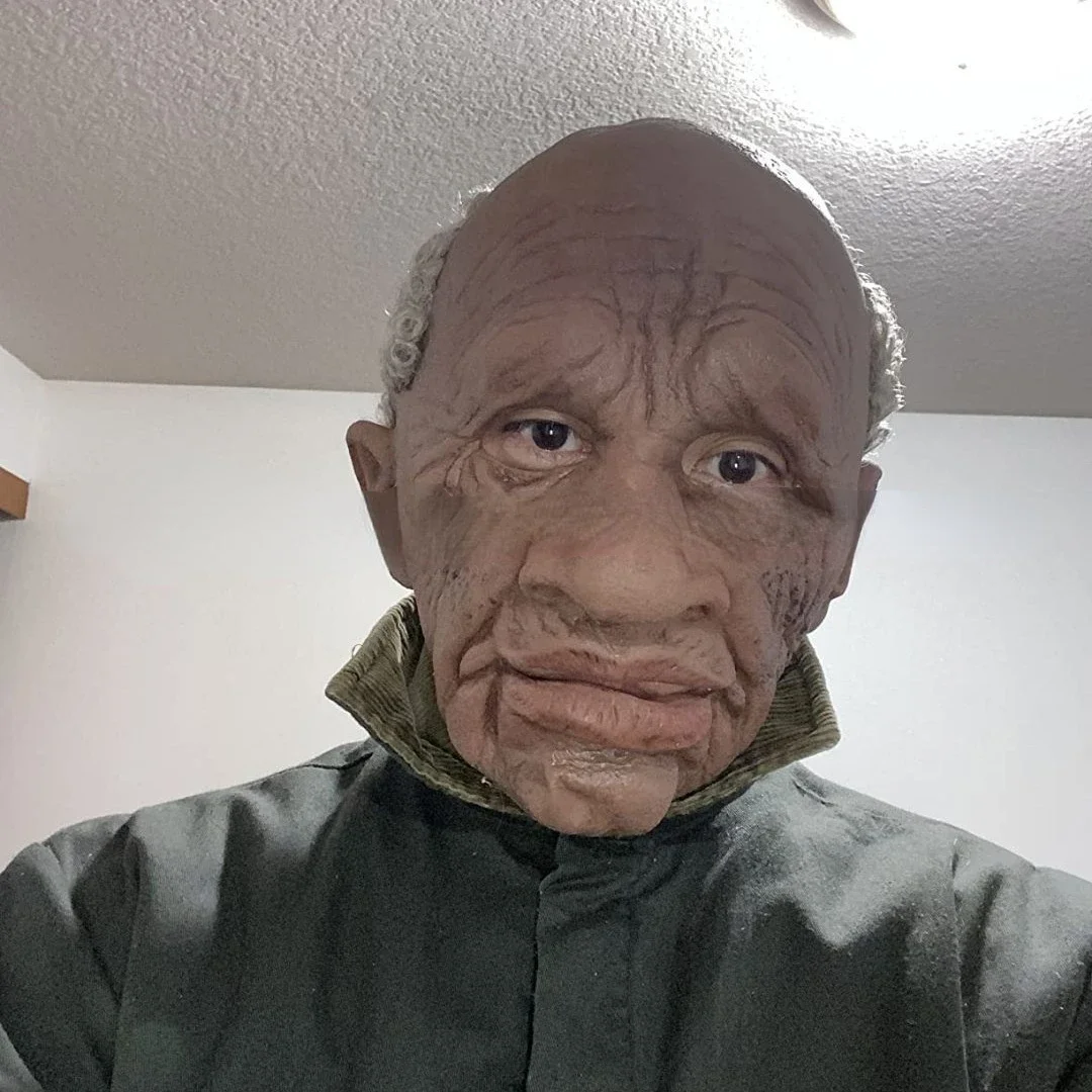 Realistische Alte Mann Maske Halloween - Latex Maske Mit Falten & Weißem Haar