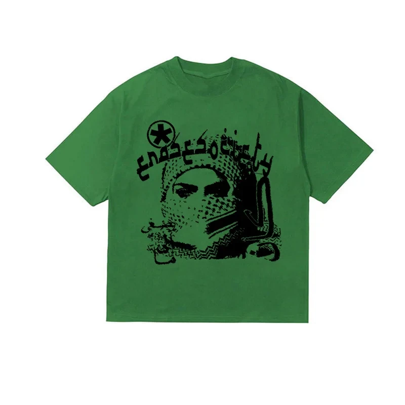 Y2K 코튼 티셔츠 그런지 고스 하라주쿠 그래픽 프린트 오 넥 티 힙합 streetwear 루즈 반소매 티셔츠 펑크 빈티지 탑