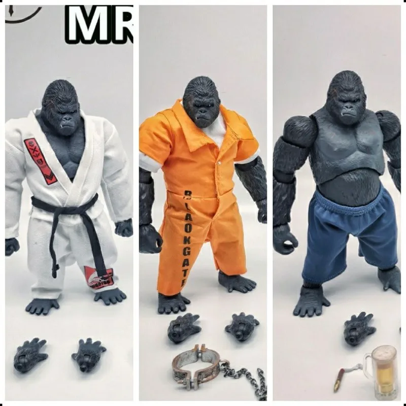 

MEMORYTOYS 8 inches Chimpanzee MR.G Animal Action Figure with Replaceable Head Hands Karate Suit /Hip-hop Gangster/Prison Versio