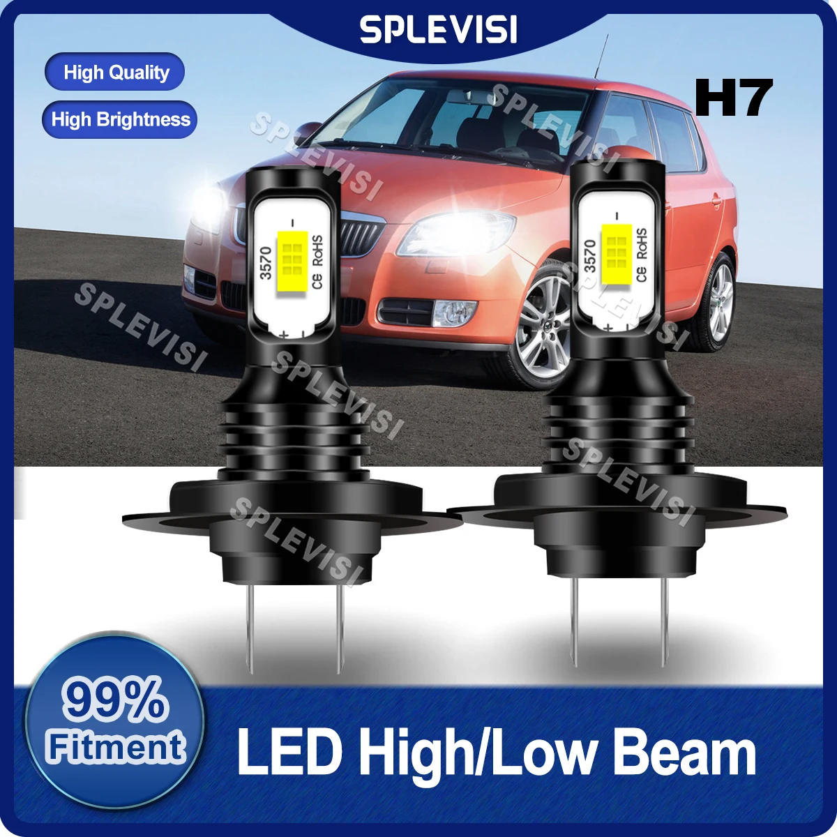 

SPLEVISI LED H7 Headlight High/Low Beam Bulbs 9V-36V For Skoda Fabia MK1 1999-2007 For Skoda Fabia MK2 2007-2014 Car Light Bulbs