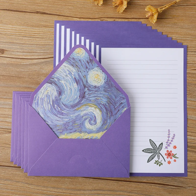 Letter Paper Set Van Gogh Monet 6 Envelope 10 Letters A5 Oil Painting Vintage Western Envelope writing paper set