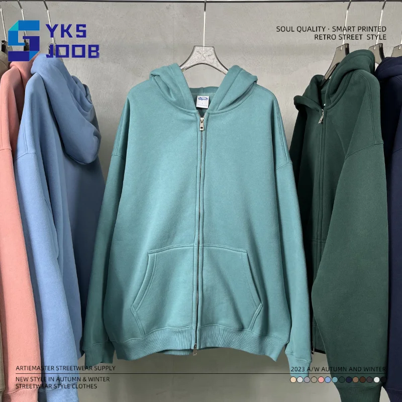

Men Tracksuits Hoodies Jackets Double Zipper Solid Casual Oversize Unisex Streetwear Hooded Sweatshirts Cotton Male Sports Coats